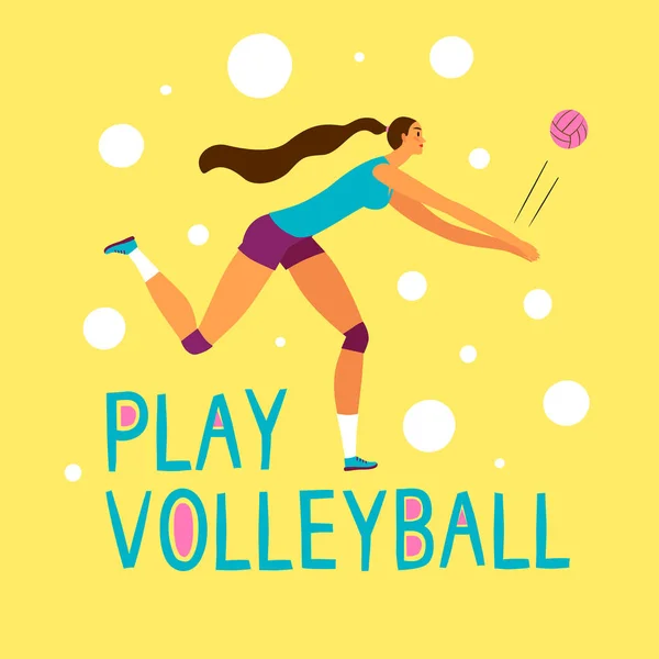 Cartoon vrouw volleybal speler illustratie. — Stockvector
