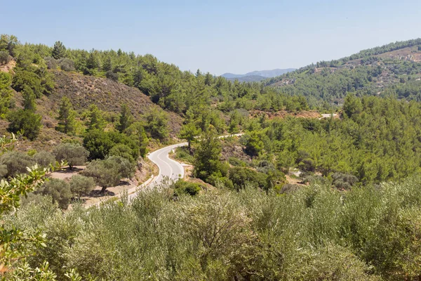 stock image winding mountain road, Rhodes, Greece