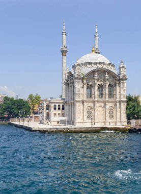 İstanbul tarihinin deniz manzarası, Türkiye 'nin ünlü kenti. Turist İstanbul şehri manzarası. İstanbul manzarası, Türkiye.