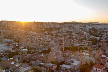 Kapadokya Türkiye 'de gün batımı - seyahat arkaplanı
