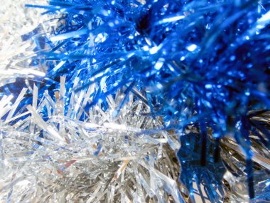 Çok renkli, parlak Noel süslerinin soyut makro fotoğrafı