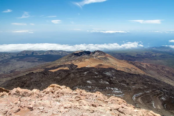 Vista Dalla Cima Del Teide Sul Cratere Pico Viejo Nuvole — Foto Stock