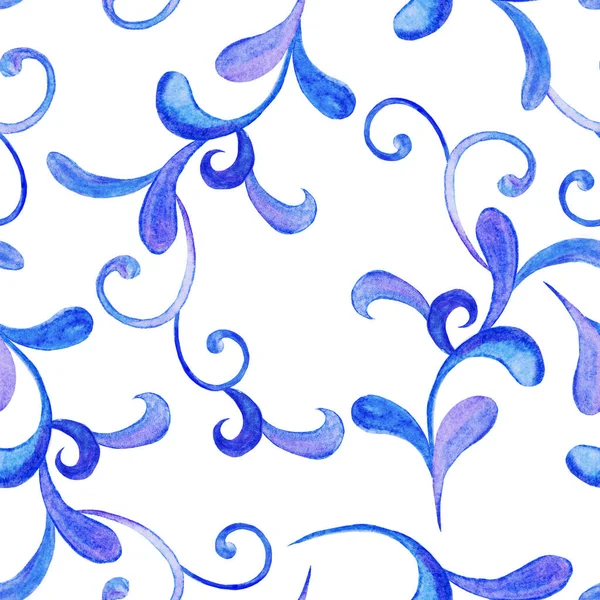 Blauwe winter aquarel patronen — Stockfoto