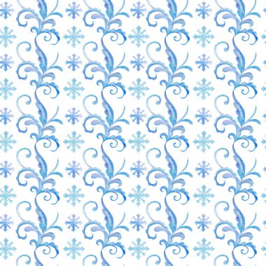 mavi kış suluboya desenleri