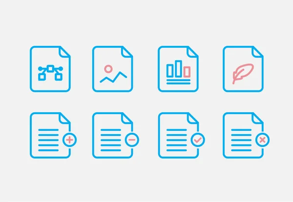 File Type Icon set. Simple Set of File Formats Vector Line Icons. Line style. — Stock Vector