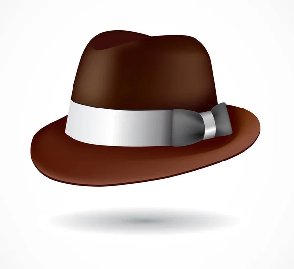 Sombrero fedora marrón vectorial aislado en blanco . Vector de stock