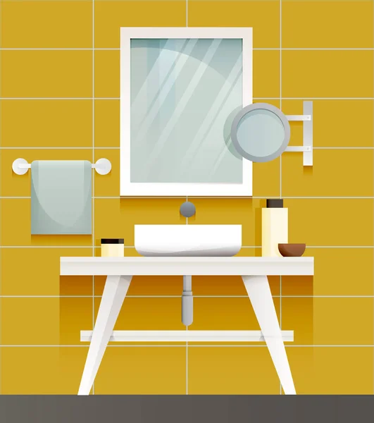 Interior Del Baño Amarillo — Vector de stock