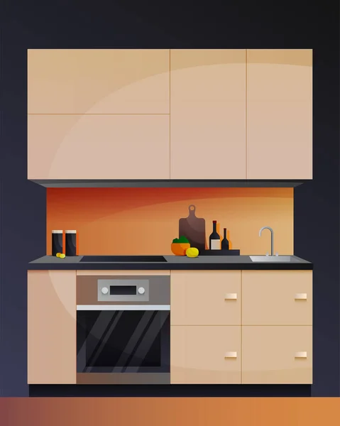 Muebles Modernos Para Interior Cocina — Archivo Imágenes Vectoriales