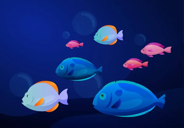 收集鲜活鱼类的水下生物图景矢量图 — 图库矢量图片