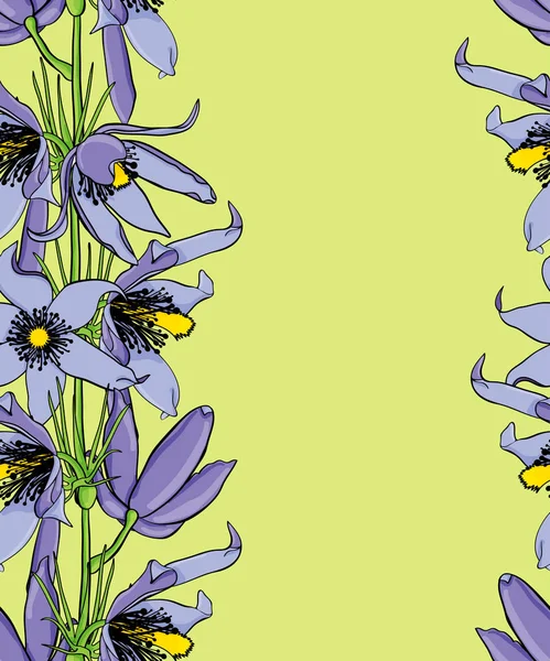 手描き下ろしヴィンテージ花柄シームレス パターン 黄色の背景に — ストックベクタ