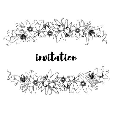 Elle çizilmiş vintage çiçek afiş.