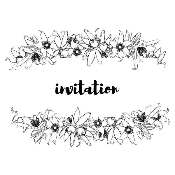 Elle çizilmiş vintage çiçek afiş.