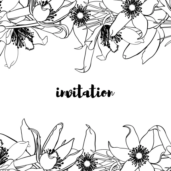 Elle çizilmiş vintage çiçek kartı.