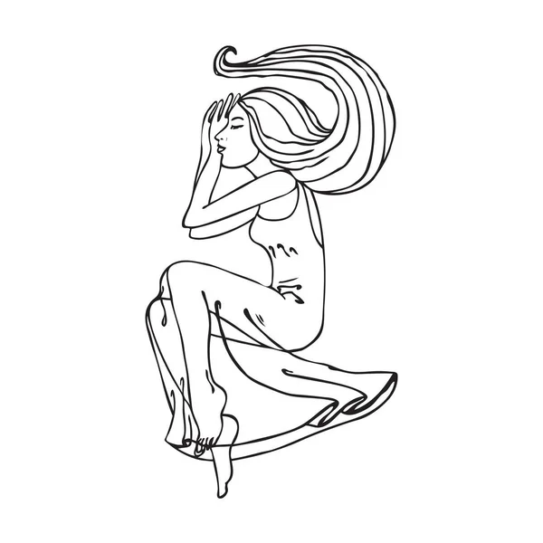 Estilo de dibujos animados joven mujer durmiendo — Vector de stock