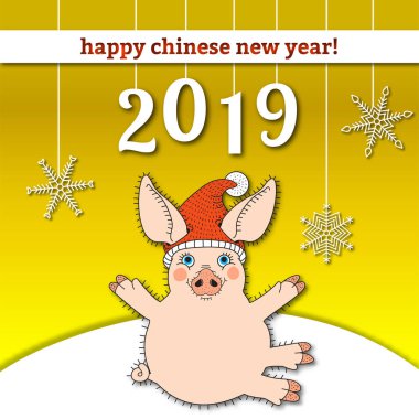 Mutlu çene yeni yıl 2019 Afiş kartı domuz
