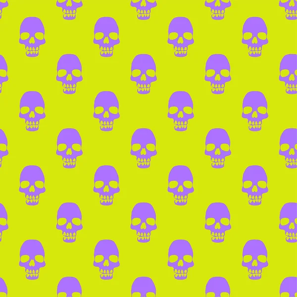 Wzór z fioletowym czaszki na żółtym tle — Wektor stockowy
