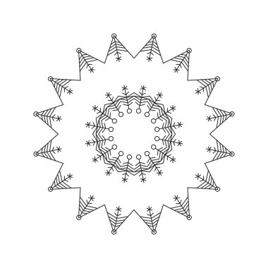 yuvarlak siyah monokrom süsleme beyaz bir arka plan üzerinde izole mandala