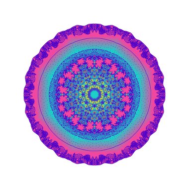 Beyaz bir arka plan üzerinde izole renkli mavi ve pembe mandala