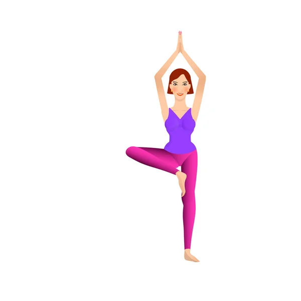 Hermosa chica está haciendo yoga — Vector de stock