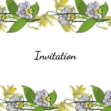 Çiçek motifi, beyaz arka plan ile kart şablonu