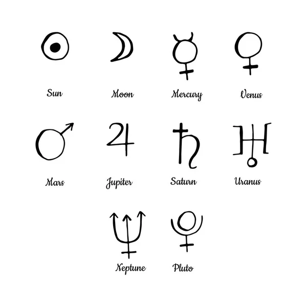 elle çizilmiş gezegenler Güneş sistemi işaretleri kümesi