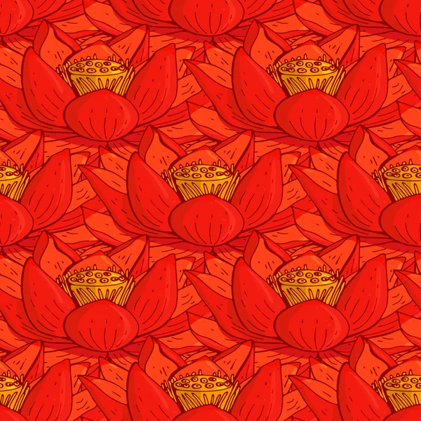 蓮の花のシームレス花柄 — ストックベクタ