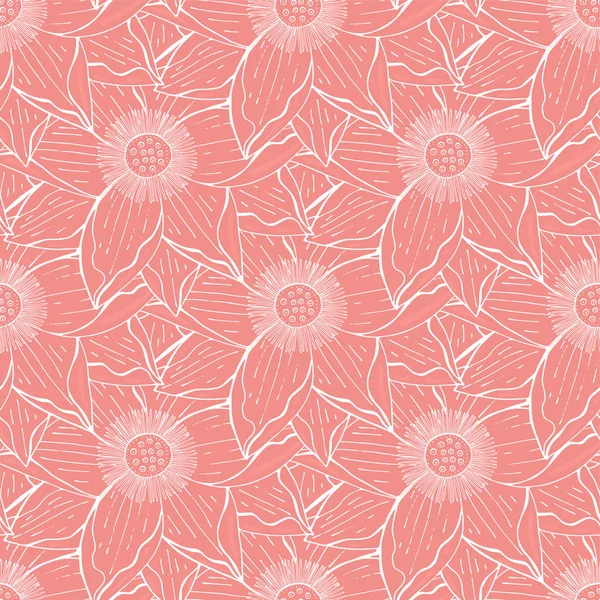 Seamless Floral Pattern Lotus Flowers — Stock Vector