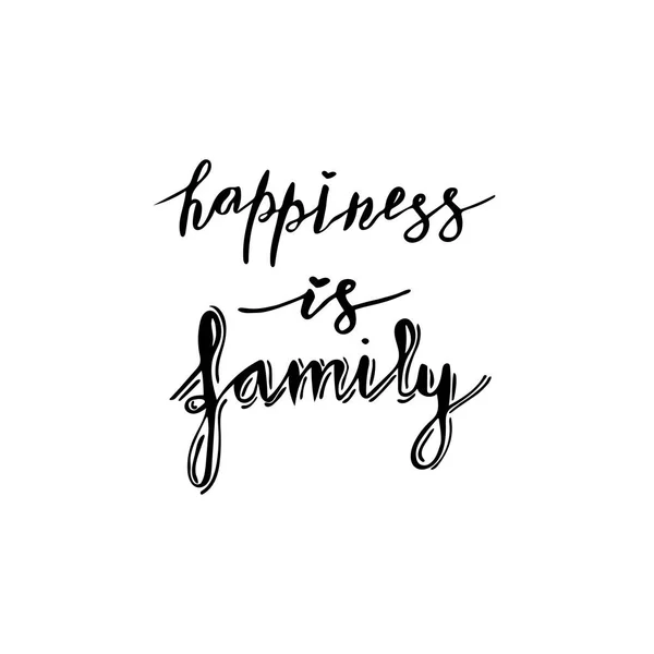 Hand Lettering Phrase Happiness Family Black Isolated White Background — Stock Vector