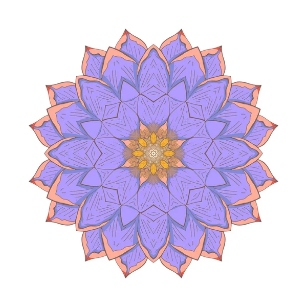 Ronde Bloemen Ornament Mandala Geïsoleerd Witte Achtergrond — Stockvector