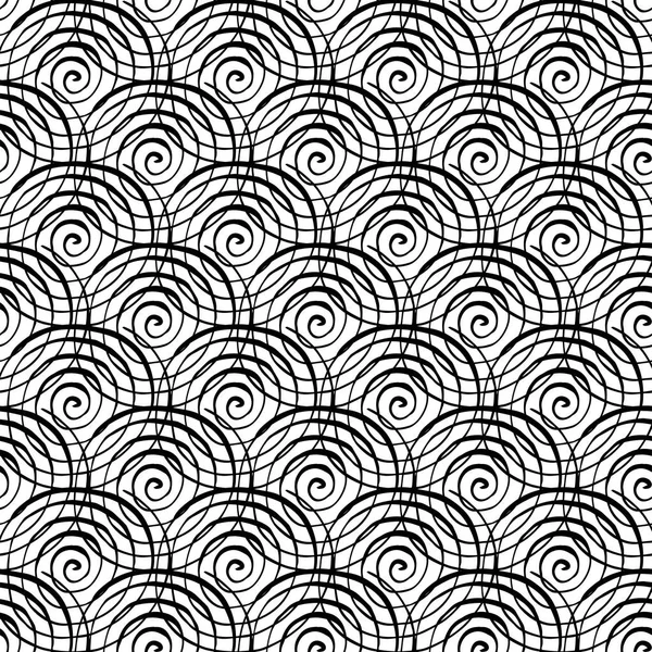 Abstraktes monochromes Doodle-Muster mit schwarzen Kreisen — Stockvektor