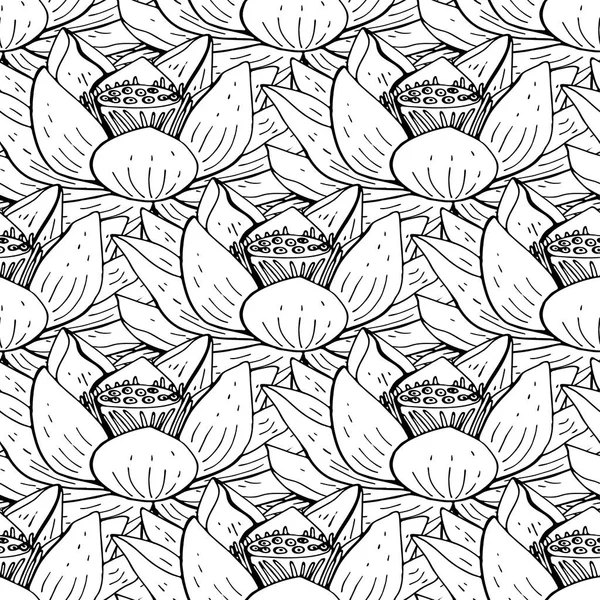 Lotus Çiçekleri Ile Sorunsuz Çiçek Desenli — Stok Vektör