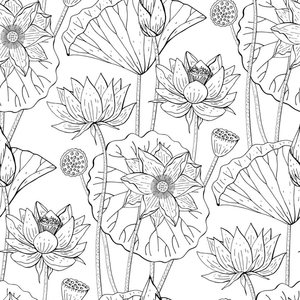 lotus çiçekleri beyaz arka plan üzerinde ile sorunsuz çiçek desenli