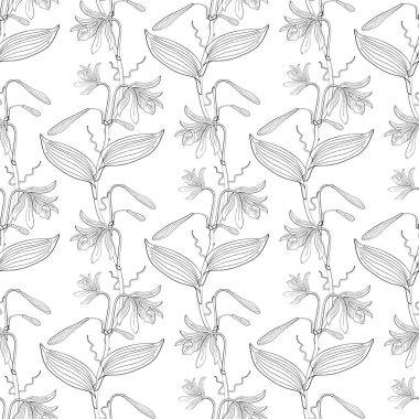 Beyaz arka plan üzerinde orkide çiçekleri ile sorunsuz çiçek desenli