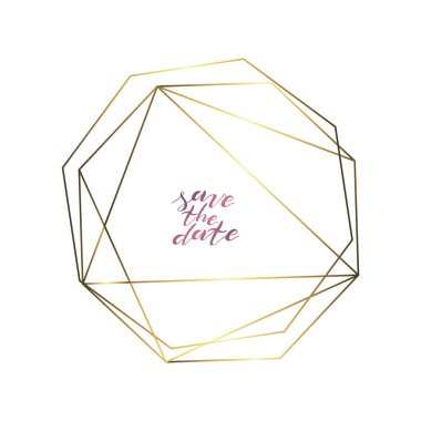 Altın çokgen çerçeve. Beyaz arka plan üzerinde izole.