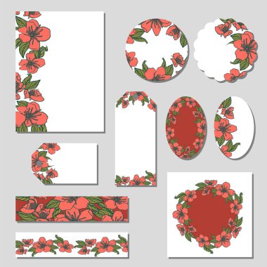 Beyaz arka plan üzerinde bitkisel motifler ile kurumsal stil şablonları