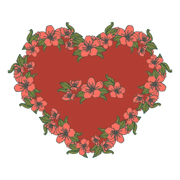 Floral design element krans van cherry bloemen, geïsoleerd op wh — Stockvector