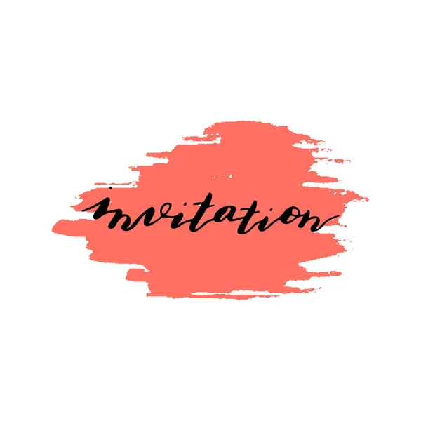 Mot invitation lettrage main personnalisée. Gree de vacances manuscrit — Image vectorielle
