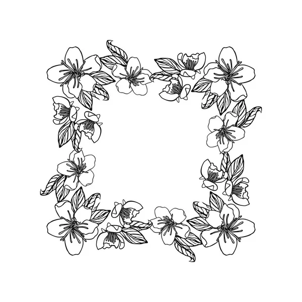 Wh に分離された桜の花から花のデザイン要素の花輪 — ストックベクタ
