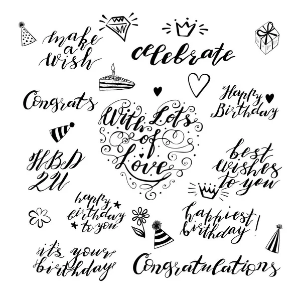 El yazı Doğum günü dilek ifadeler siyah izole 