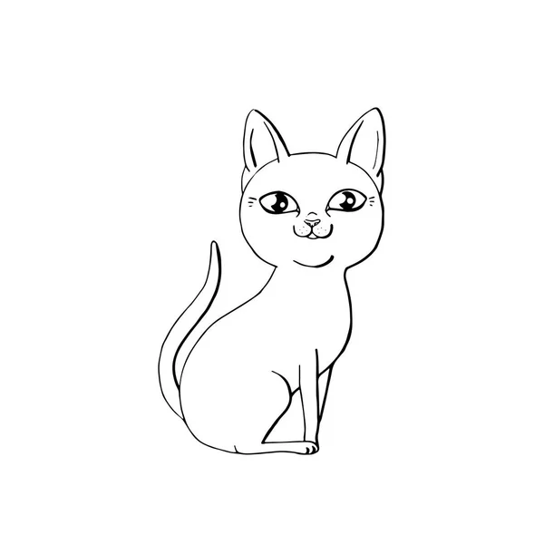 Simpatico gatto animale divertente seduto. isolato su sfondo bianco . — Vettoriale Stock