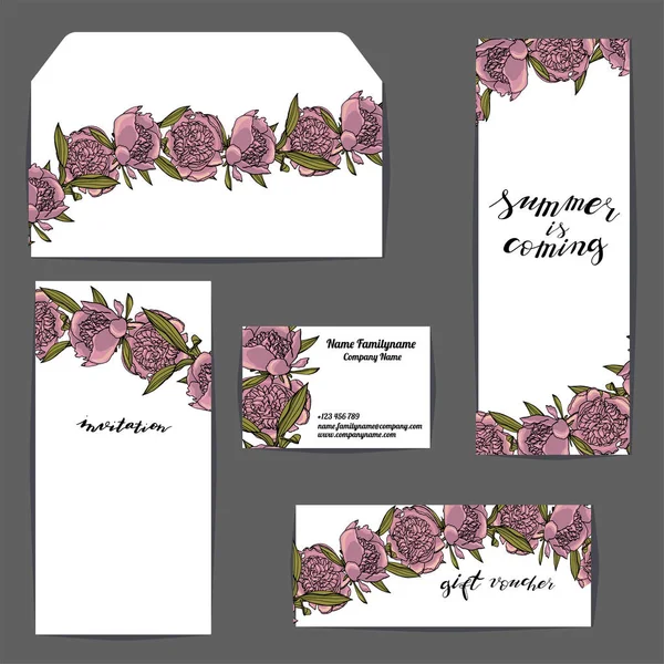 Corporate style templates with floral motifs on white background