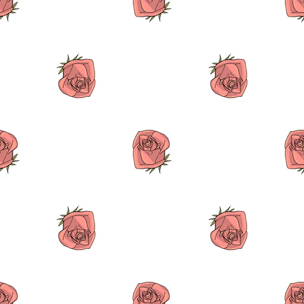 Hand drawn doodle style rose flowers seamless pattern — Stock Vector