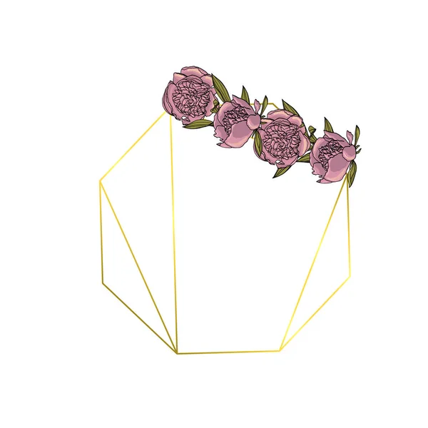 Polygona ile el çizilmiş doodle tarzı mor şakayık çiçek çelenk — Stok Vektör