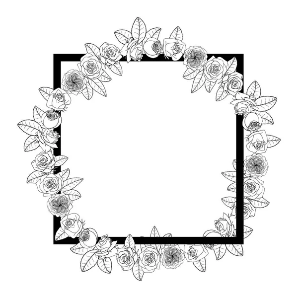 El çizilmiş doodle tarzı gül çiçekleri çelenk çizilmiş. çiçek tasarım eleme — Stok Vektör
