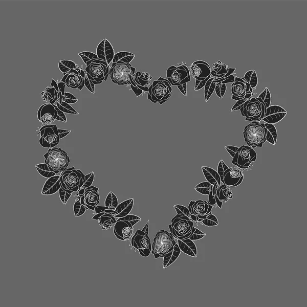 Χέρι ζωγραφισμένα σκίτσο στυλ τριαντάφυλλο λουλούδια στεφάνι. floral σχέδιο ζαγκ — Διανυσματικό Αρχείο