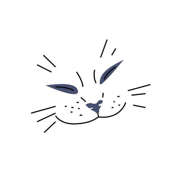 Visage de chat sourire dessiné à la main. Isolé sur fond blanc — Image vectorielle