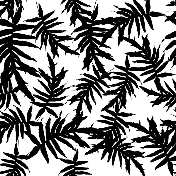 Monochrom trendiges, nahtloses Muster mit tropischen Blättern — Stockvektor
