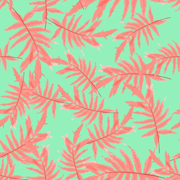 Farbenfrohe trendige nahtlose Muster mit tropischen Blättern — Stockvektor