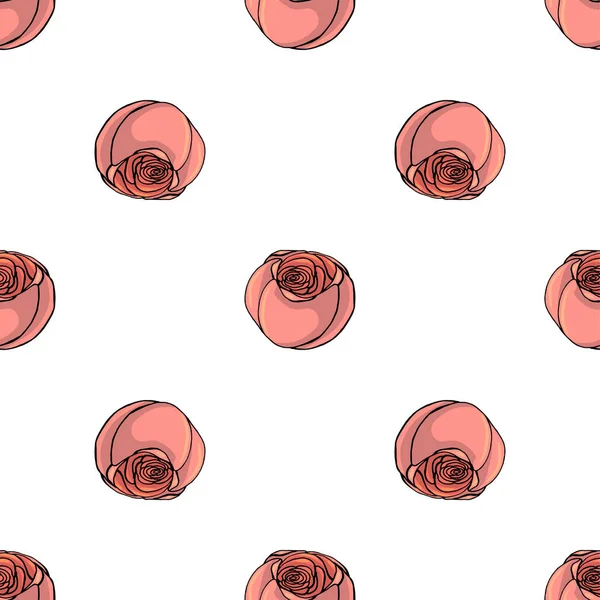 Hand getekende doodle stijl rose bloemen naadloze patroon — Stockvector