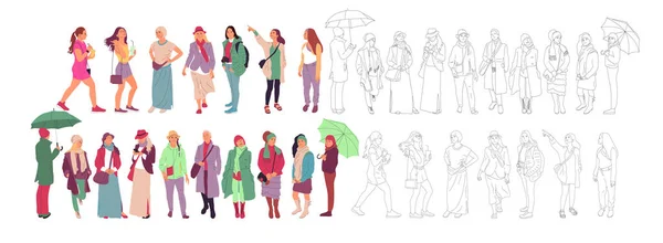 Conjunto de personajes de diferentes personas en traje casual . — Vector de stock